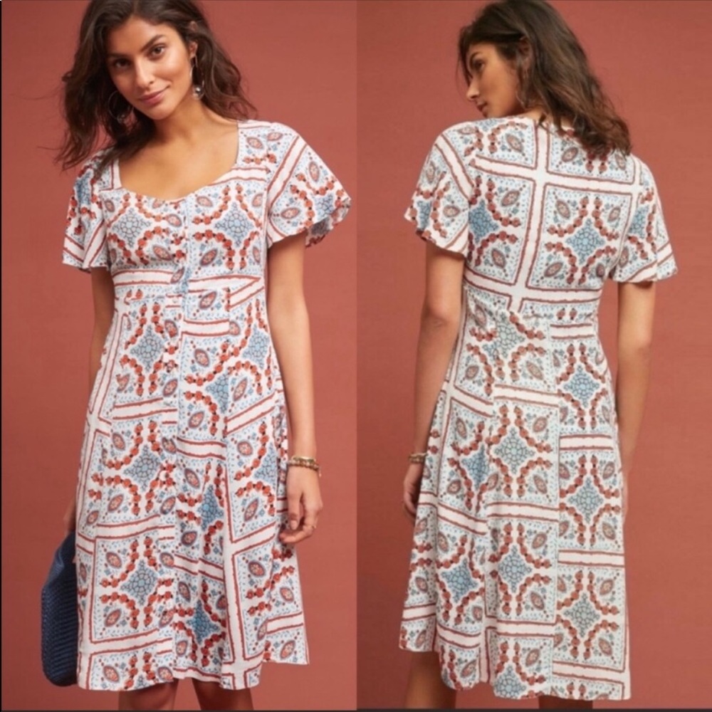 Anthropologie Maeve Praslin Boho Print Dress Sz 0